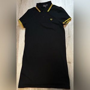Fred Perry Women's Black Classic Short Sleeve Polo Dress Sz US 4 Black, Yellow